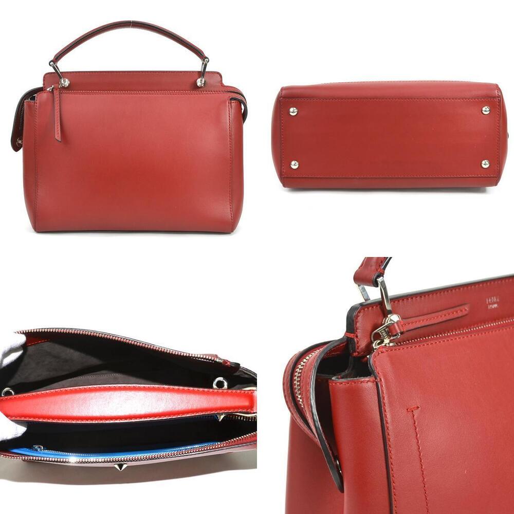 Fendi Shoulder Bag Com Leather Red Silver View 3